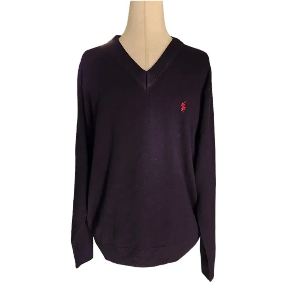 Ralph Lauren Black Label Black 100% Cashmere Pullover Sweater Large